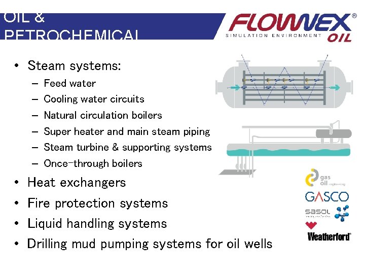 OIL & PETROCHEMICAL • Steam systems: – – – • • Feed water Cooling OIL & PETROCHEMICAL • Steam systems: – – – • • Feed water Cooling