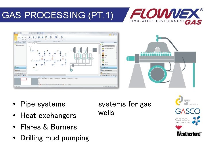 GAS PROCESSING (PT. 1) • • Pipe systems Heat exchangers Flares & Burners Drilling GAS PROCESSING (PT. 1) • • Pipe systems Heat exchangers Flares & Burners Drilling