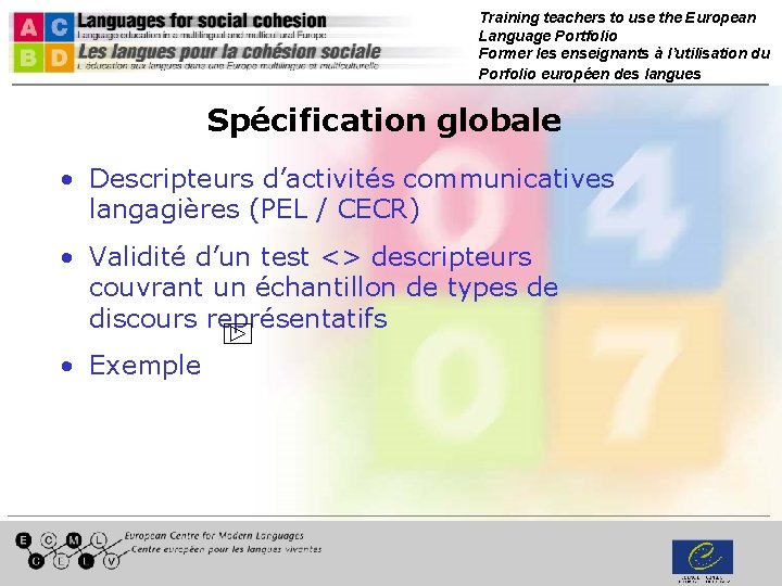 Training teachers to use the European Language Portfolio Former les enseignants à l’utilisation du