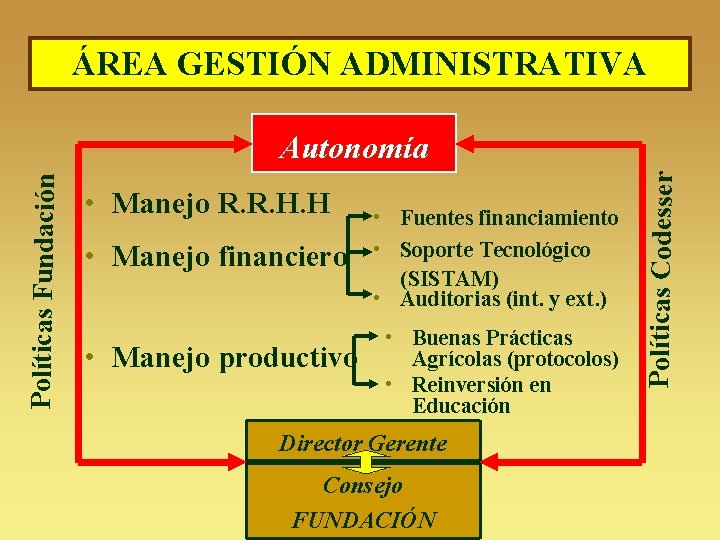 ÁREA GESTIÓN ADMINISTRATIVA • Manejo R. R. H. H • Manejo financiero • Manejo