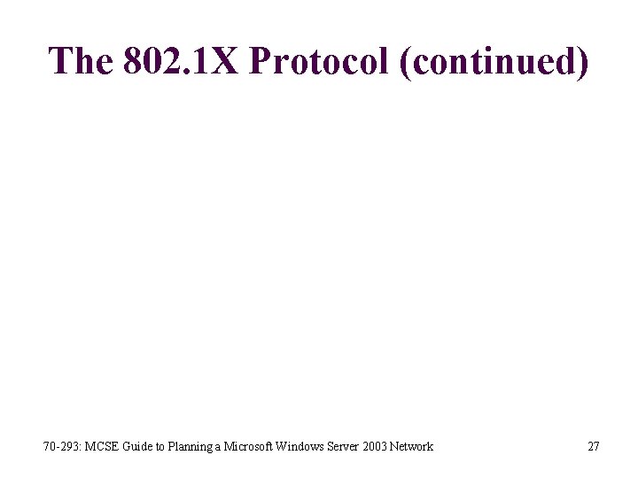 The 802. 1 X Protocol (continued) 70 -293: MCSE Guide to Planning a Microsoft