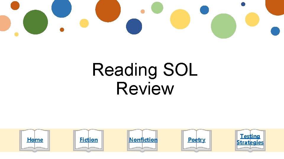 Reading SOL Review Home Fiction Nonfiction Poetry Testing Strategies 