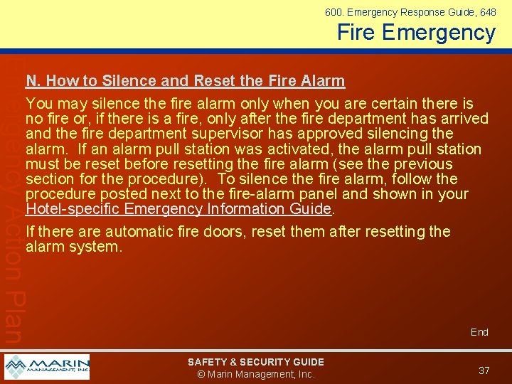 600. Emergency Response Guide, 648 Fire Emergency Action Plan N. How to Silence and