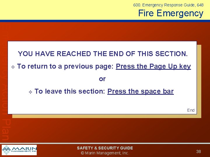 600. Emergency Response Guide, 648 Fire Emergency Action Plan v YOU HAVE REACHED THE