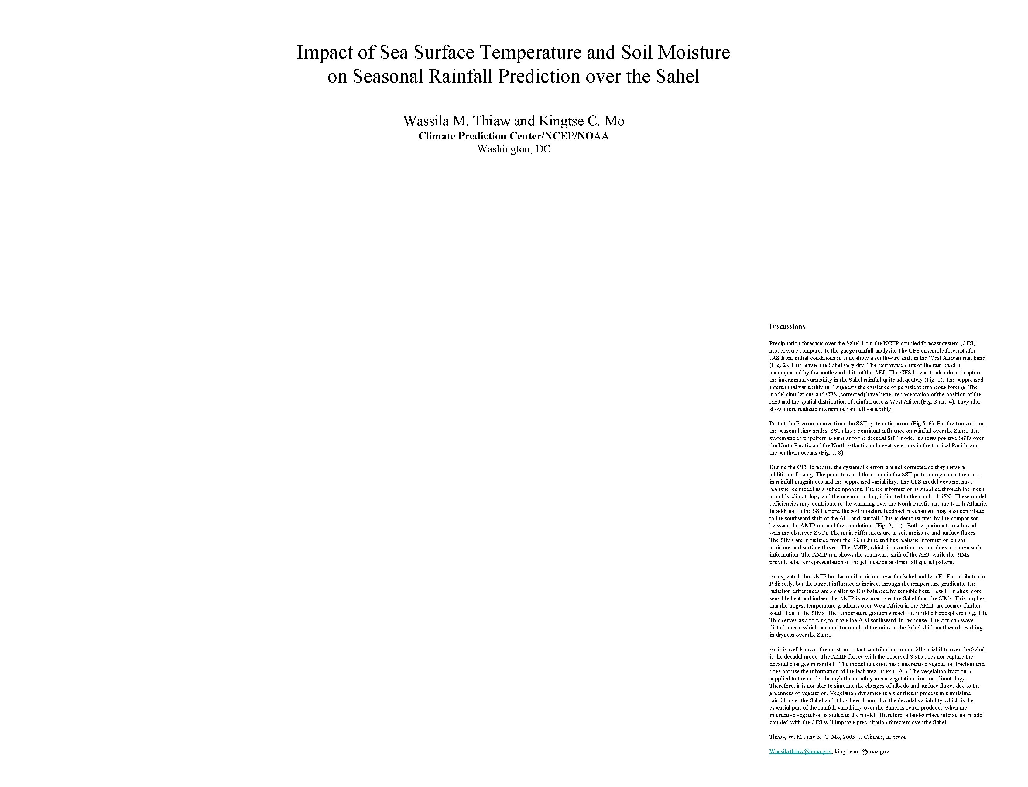 Impact of Sea Surface Temperature and Soil Moisture