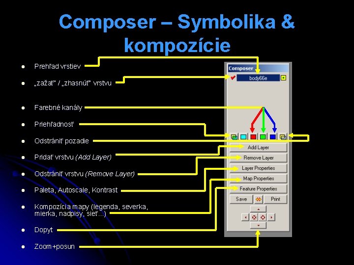 Composer – Symbolika & kompozície l Prehľad vrstiev l „zažať“ / „zhasnúť“ vrstvu l