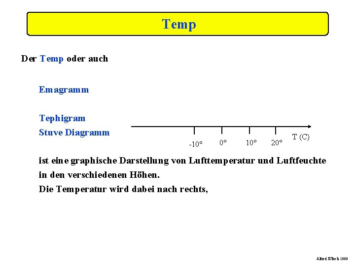 Temp Der Temp oder auch Emagramm Tephigram Stuve Diagramm -10° 0° 10° 20° T