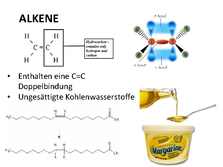 ALKENE • Enthalten eine C=C Doppelbindung • Ungesättigte Kohlenwasserstoffe 