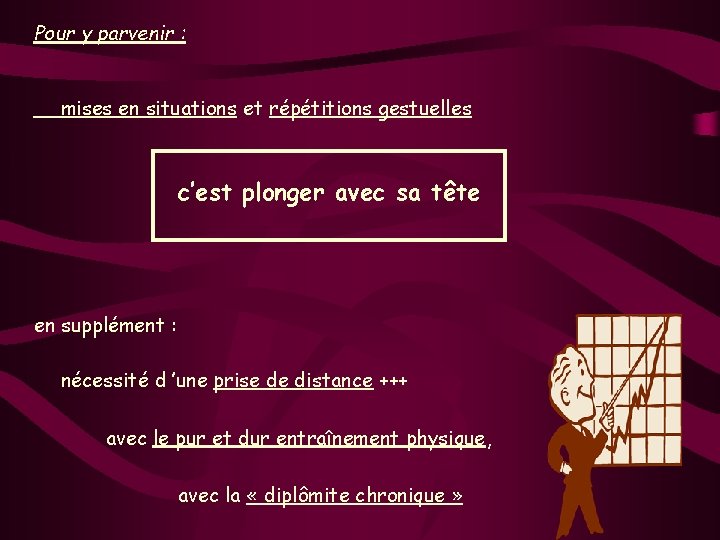 Pour y parvenir : mises en situations et répétitions gestuelles c’est plonger avec sa