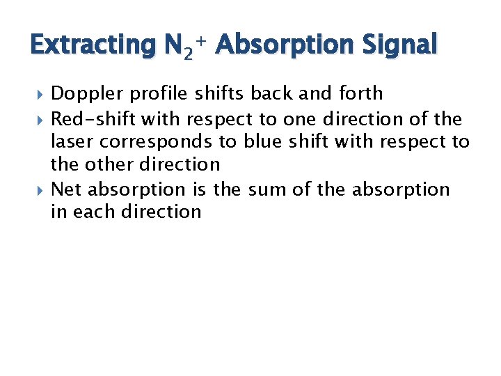 Extracting N 2+ Absorption Signal Absorption Strength (Arb. Units) Doppler profile shifts back and