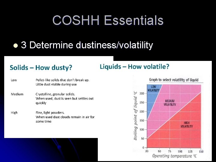 COSHH Essentials l 3 Determine dustiness/volatility 38 