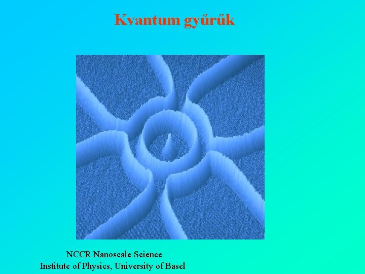 Kvantum gyűrűk NCCR Nanoscale Science Institute of Physics, University of Basel 