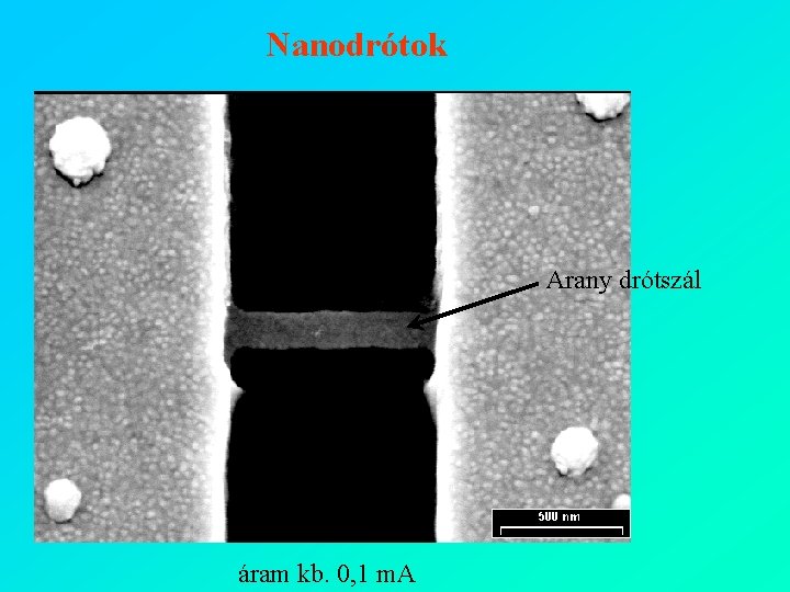 Nanodrótok Arany drótszál áram kb. 0, 1 m. A 