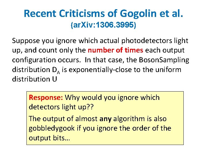 Recent Criticisms of Gogolin et al. (ar. Xiv: 1306. 3995) Suppose you ignore which