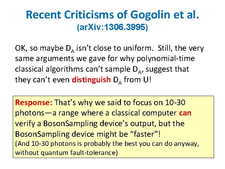Recent Criticisms of Gogolin et al. (ar. Xiv: 1306. 3995) OK, so maybe DA