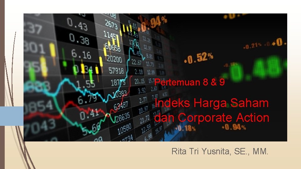 Pertemuan 8 & 9 Indeks Harga Saham dan Corporate Action Rita Tri Yusnita, SE.