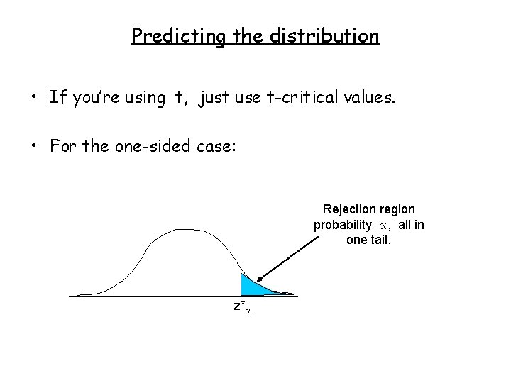 Predicting the distribution • If you’re using t, just use t-critical values. • For