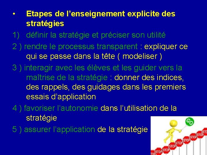 • Etapes de l’enseignement explicite des stratégies 1) définir la stratégie et préciser • Etapes de l’enseignement explicite des stratégies 1) définir la stratégie et préciser