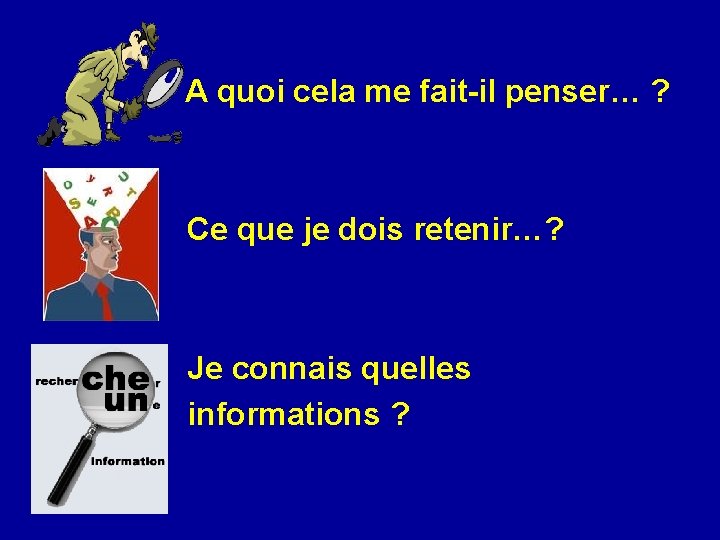 A quoi cela me fait-il penser… ? Ce que je dois retenir…? Je A quoi cela me fait-il penser… ? Ce que je dois retenir…? Je