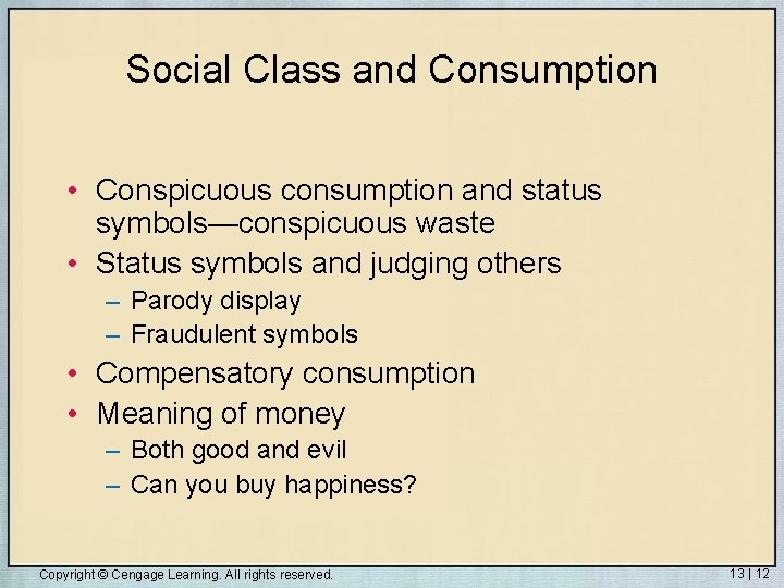 Chapter 13 Social Class And Household Influences Copyright