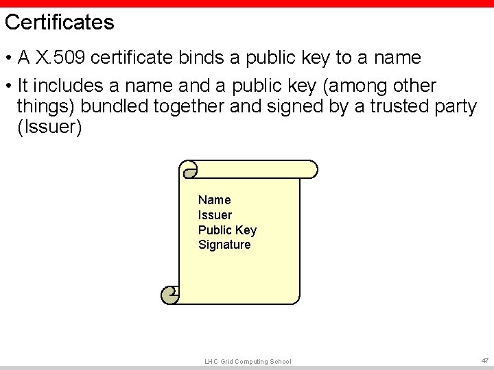 Certificates • A X. 509 certificate binds a public key to a name • Certificates • A X. 509 certificate binds a public key to a name •