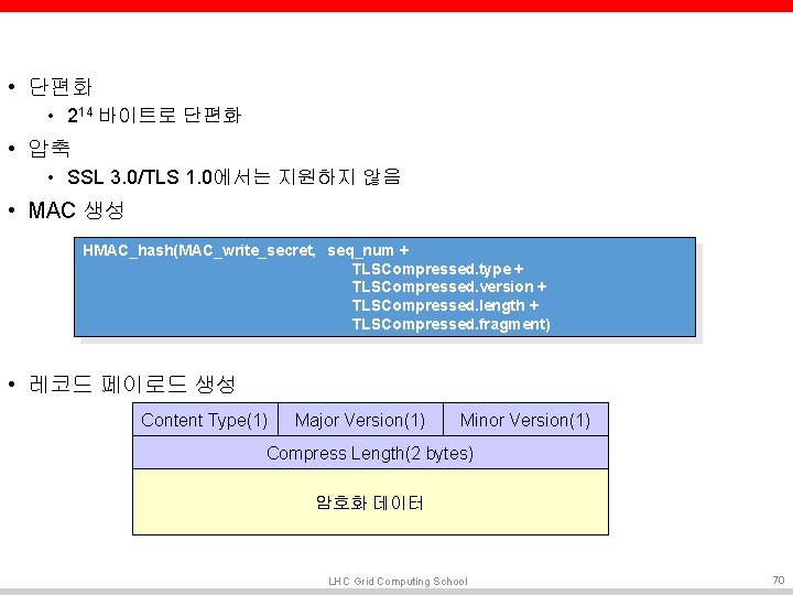 • 단편화 • 214 바이트로 단편화 • 압축 • SSL 3. 0/TLS 1. • 단편화 • 214 바이트로 단편화 • 압축 • SSL 3. 0/TLS 1.