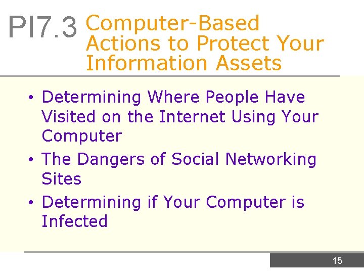 PI 7. 3 Computer-Based Actions to Protect Your Information Assets • Determining Where People