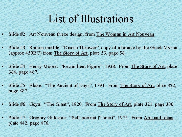 List of Illustrations • Slide #2: Art Nouveau frieze design, from The Woman in