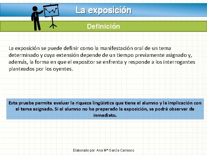 La exposición Definición La exposición se puede definir como la manifestación oral de un La exposición Definición La exposición se puede definir como la manifestación oral de un