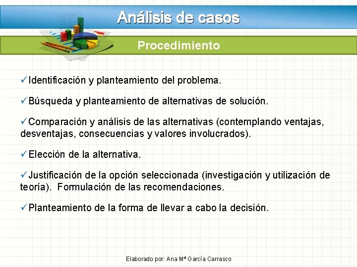 Análisis de casos Procedimiento üIdentificación y planteamiento del problema. üBúsqueda y planteamiento de alternativas Análisis de casos Procedimiento üIdentificación y planteamiento del problema. üBúsqueda y planteamiento de alternativas