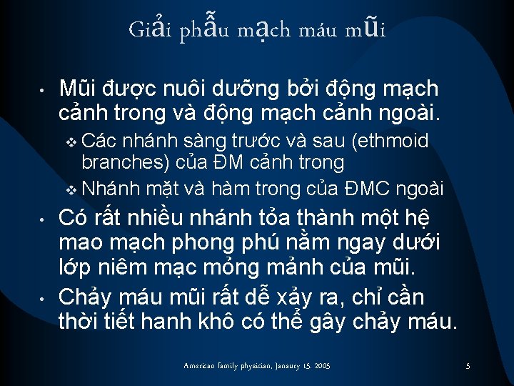 Giải phẫu mạch máu mũi • Mũi được nuôi dưỡng bởi động mạch cảnh