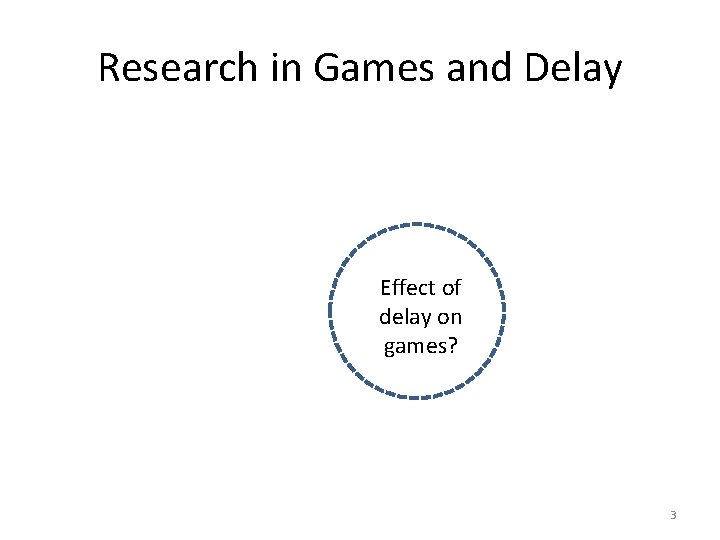 Research in Games and Delay Effect of delay on games? 3 