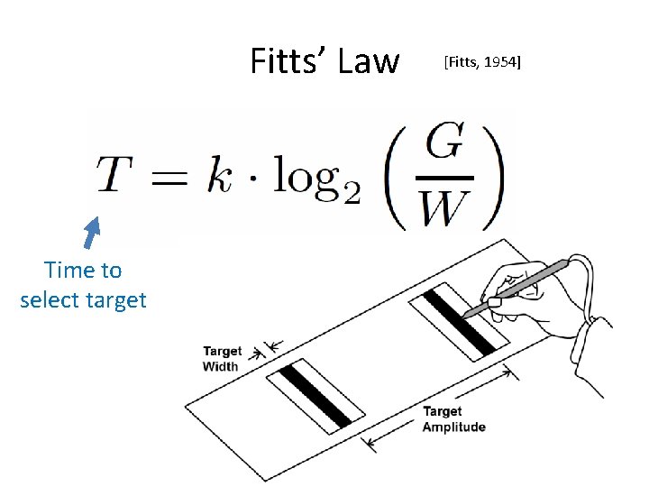 Fitts’ Law [Fitts, 1954] Time to select target 7 