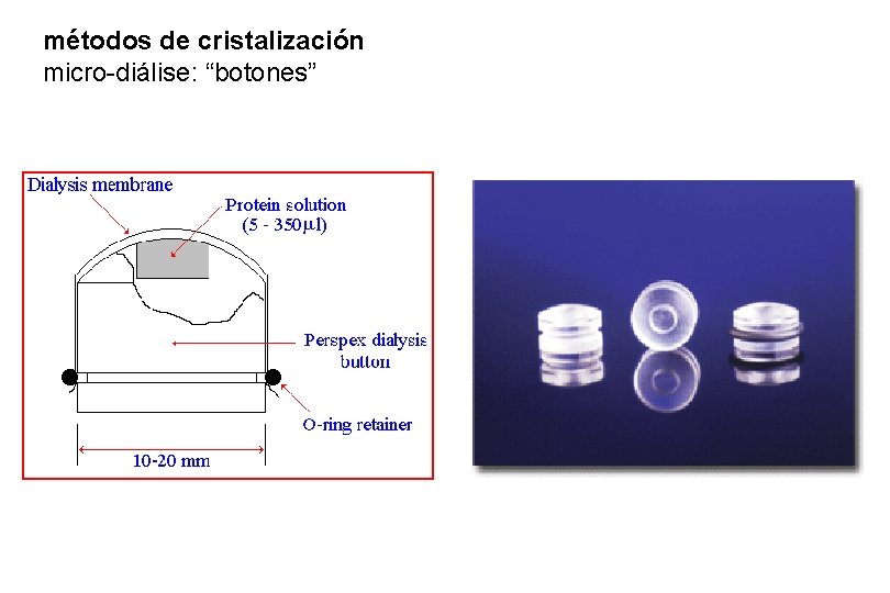 métodos de cristalización micro-diálise: “botones” métodos de cristalización micro-diálise: “botones”