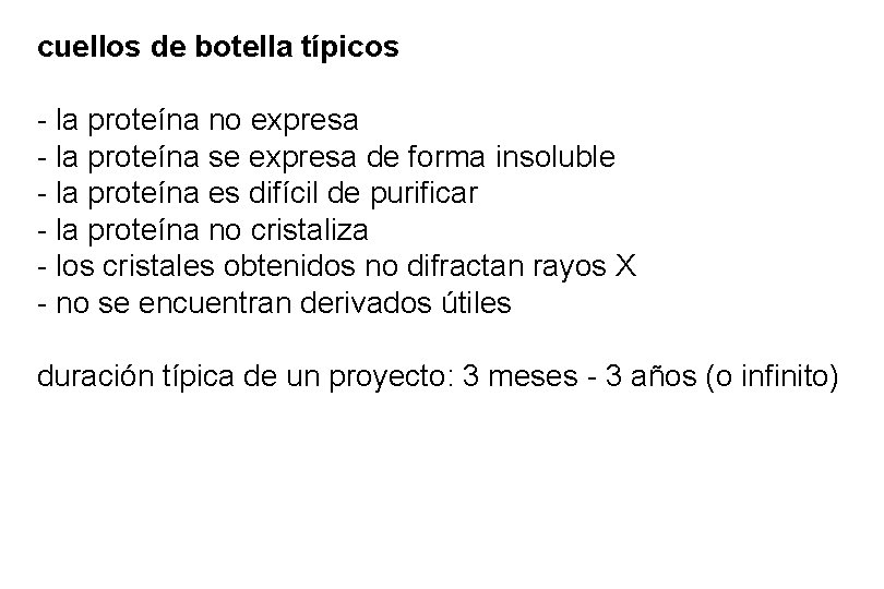 cuellos de botella típicos - la proteína no expresa - la proteína se expresa cuellos de botella típicos - la proteína no expresa - la proteína se expresa
