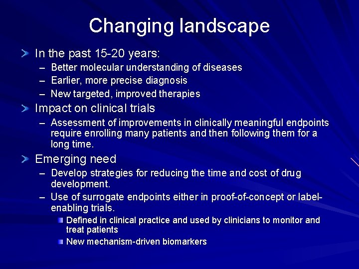Biomarkers and Surrogate Endpoints in Drug Development Technical