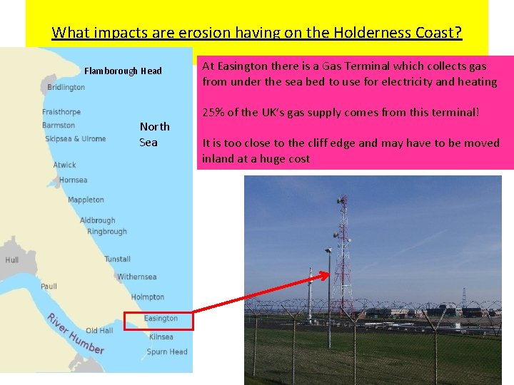 What impacts are erosion having on the Holderness Coast? Flamborough Head North Sea At What impacts are erosion having on the Holderness Coast? Flamborough Head North Sea At