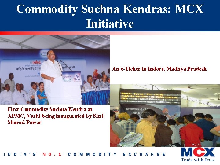 Commodity Suchna Kendras: MCX Initiative An e-Ticker in Indore, Madhya Pradesh First Commodity Suchna