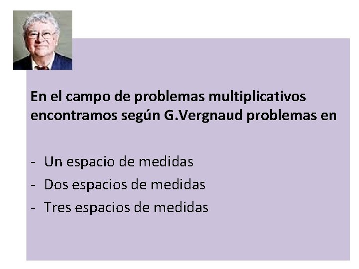 En el campo de problemas multiplicativos encontramos según G. Vergnaud problemas en - Un