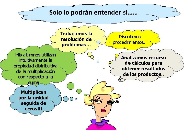 Solo lo podrán entender si…… Trabajamos la resolución de problemas… Mis alumnos utilizan intuitivamente