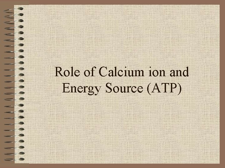 Role of Calcium ion and Energy Source (ATP) 