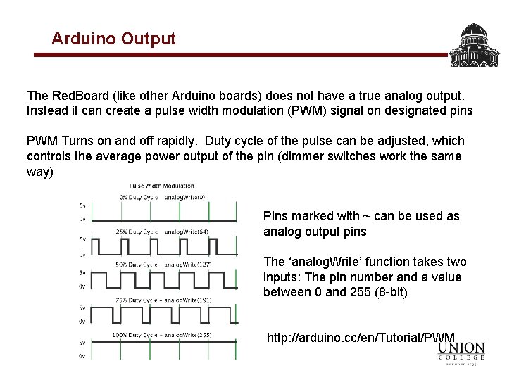 Arduino Output The Red. Board (like other Arduino boards) does not have a true