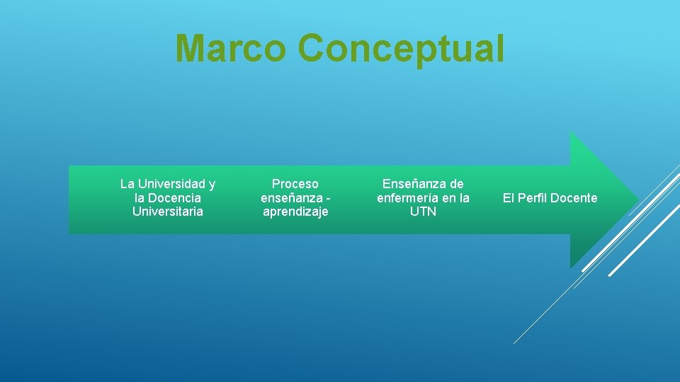 Marco Conceptual La Universidad y la Docencia Universitaria Proceso enseñanza - aprendizaje Enseñanza de