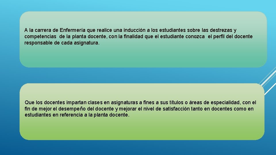 A la carrera de Enfermería que realice una inducción a los estudiantes sobre las