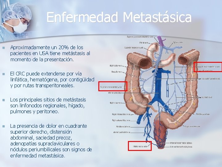 Enfermedad Metastásica n Aproximadamente un 20% de los pacientes en USA tiene metástasis al
