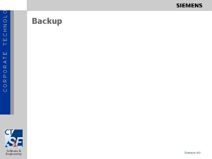 TECHNOLOGY CORPORATE Backup Software & Engineering Siemens AG 