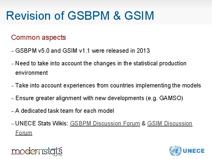 Revision of GSBPM & GSIM Common aspects – GSBPM v 5. 0 and GSIM
