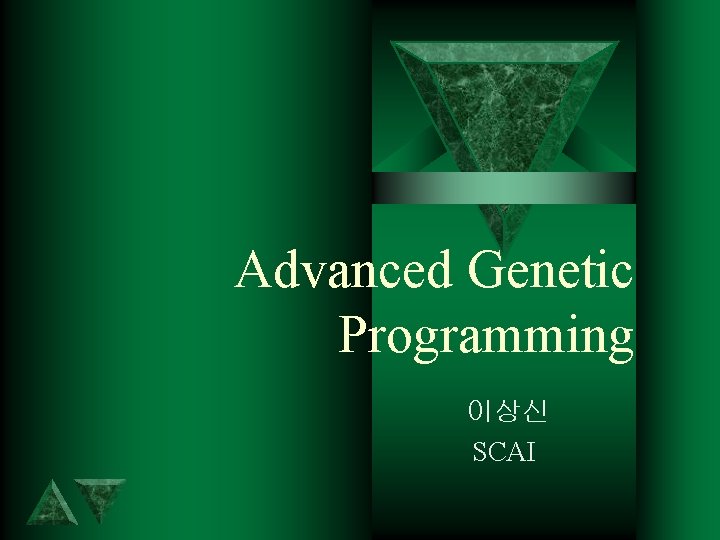 Advanced Genetic Programming 이상신 SCAI 