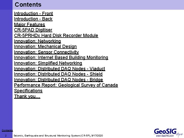 Contents Introduction - Front Introduction - Back Major Features CR-5 PAD Digitiser CR-5 PRHDx
