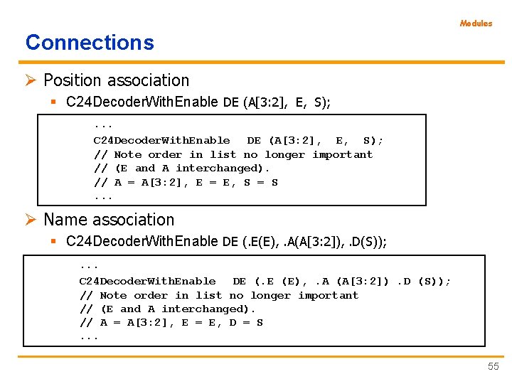 Modules Connections Ø Position association § C 24 Decoder. With. Enable DE (A[3: 2],